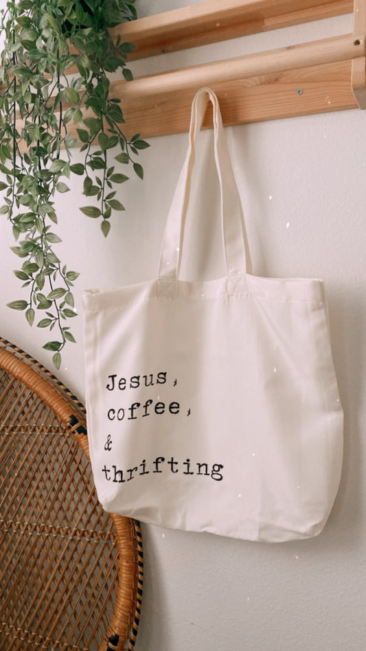 Jesus, Coffee & Thirfting Tote