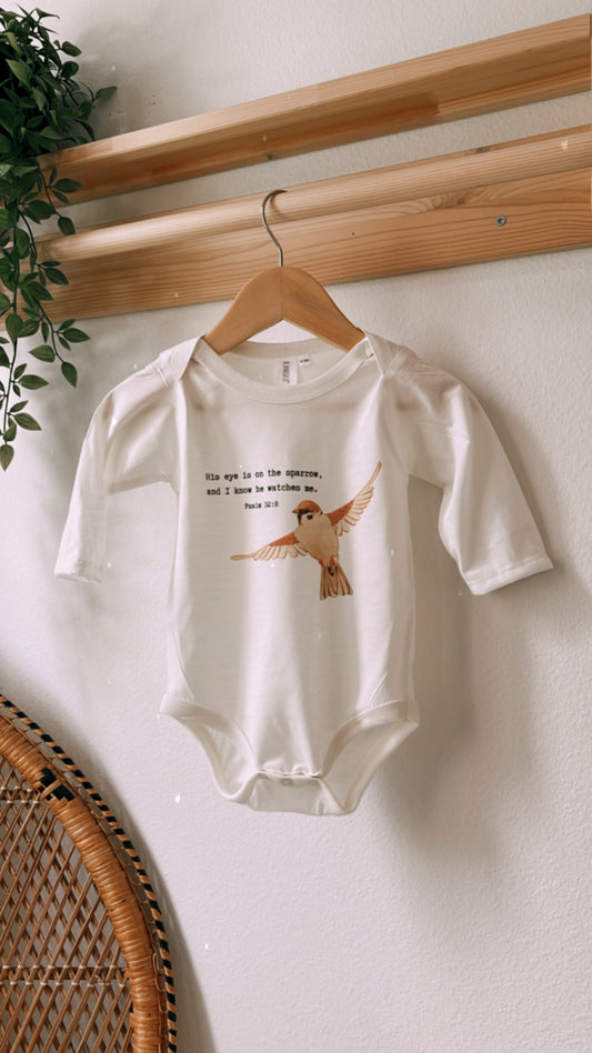 His Eye is on the Sparrow Onesie